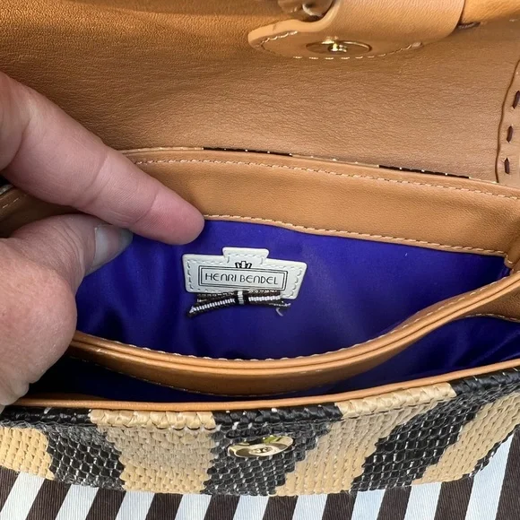 Henri Bendel Dark Brown and Tan Raffia Clutch/Wristlet - Picture 10 of 12